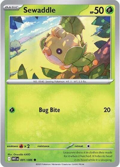 Sewaddle SV: White Flare WHT #001/086 (Common) Pokemon: