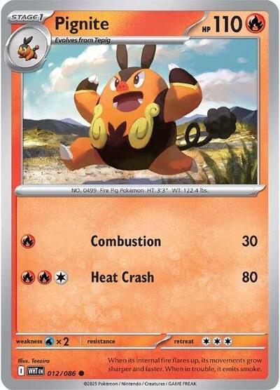 Pignite WHT #012/086 (Near Mint Common) Pokemon: SV: White Flare