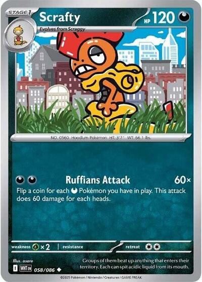 Scrafty WHT #058/086 (Near Mint Uncommon) Pokemon: SV: White Flare