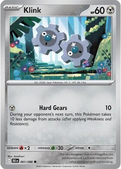 Klink Reverse Holofoil BLK #061/086 (Near Mint Common) Pokemon: SV: Black Bolt