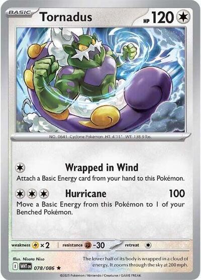 Tornadus Holofoil WHT #078/086 (Near Mint Rare) Pokemon: SV: White Flare