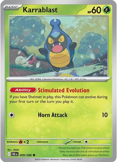 Karrablast Reverse Holofoil BLK #009/086 (Near Mint Common) Pokemon: SV: Black Bolt