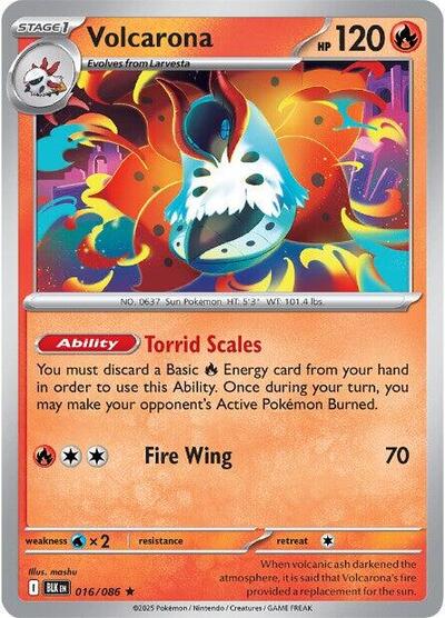Volcarona Holofoil BLK #016/086 (Near Mint Rare) Pokemon: SV: Black Bolt