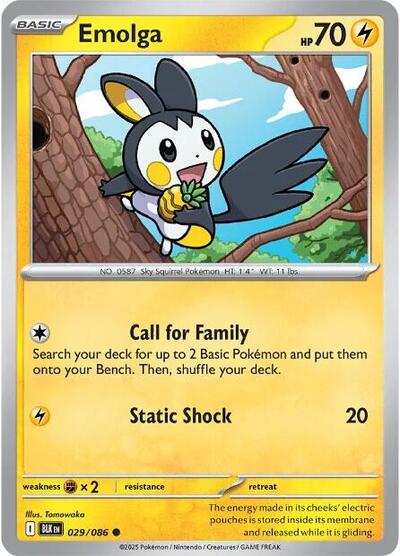 Emolga Reverse Holofoil BLK #029/086 (Near Mint Common) Pokemon: SV: Black Bolt