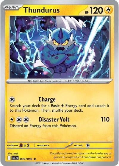 Thundurus Holofoil BLK #033/086 (Near Mint Rare) Pokemon: SV: Black Bolt