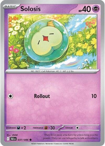 Solosis Reverse Holofoil BLK #037/086 (Near Mint Common) Pokemon: SV: Black Bolt