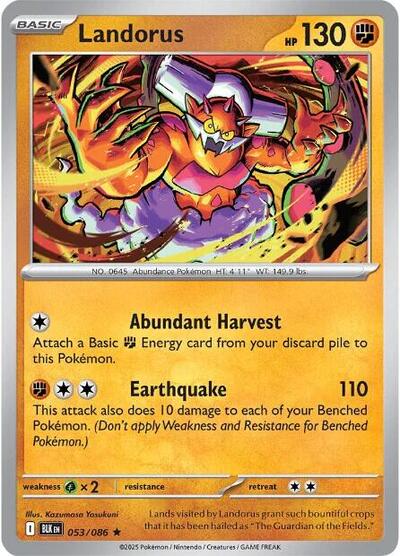 Landorus Holofoil BLK #053/086 (Near Mint Rare) Pokemon: SV: Black Bolt