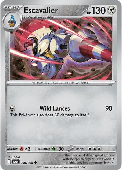 Escavalier Reverse Holofoil BLK #060/086 (Near Mint Uncommon) Pokemon: SV: Black Bolt