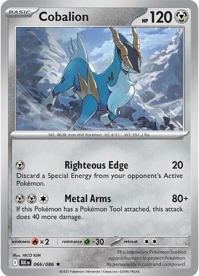 Cobalion Holofoil BLK #066/086 (Near Mint Rare) Pokemon: SV: Black Bolt