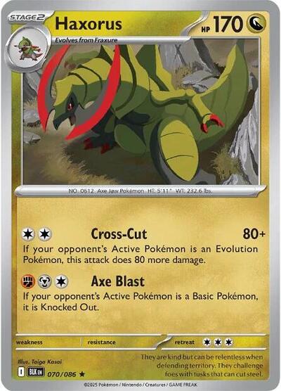Haxorus SV: Black Bolt BLK #070/086 (Rare) Pokemon: