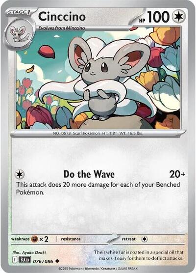 Cinccino Reverse Holofoil BLK #076/086 (Near Mint Uncommon) Pokemon: SV: Black Bolt