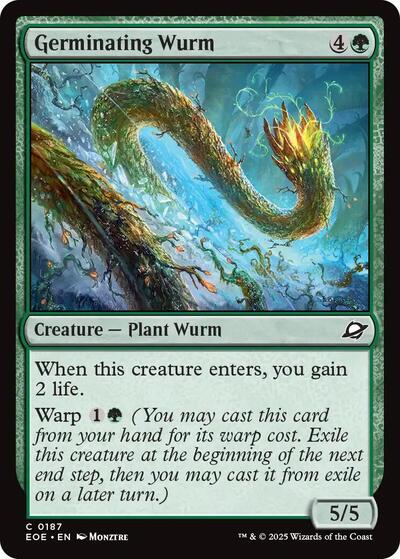 Germinating Wurm EOE #187 (Near Mint Common) Magic: The Gathering: Edge of Eternities