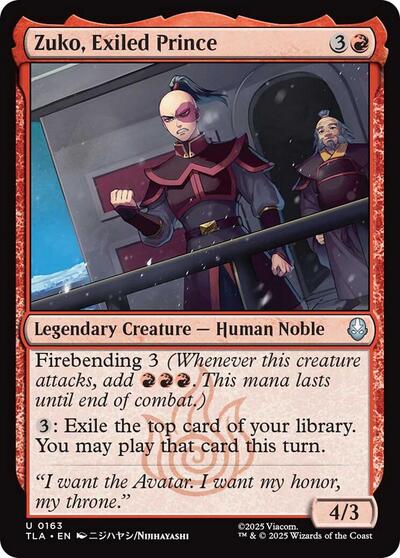 Zuko Exiled Prince TLA #163 (Near Mint Uncommon) Magic: The Gathering: Avatar: The Last Airbender