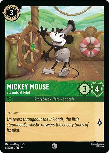 Mickey Mouse - Steamboat Pilot 9 #80/204 (Near Mint Common) Disney Lorcana: Fabled
