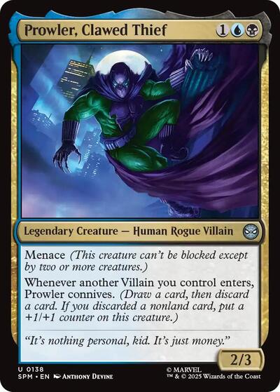 Prowler, Clawed Thief Foil SPM #138 (Near Mint Uncommon) Magic: The Gathering: Marvel's Spider-Man