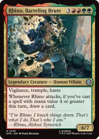 Rhino, Barreling Brute Foil SPM #140 (Near Mint Uncommon) Magic: The Gathering: Marvel's Spider-Man