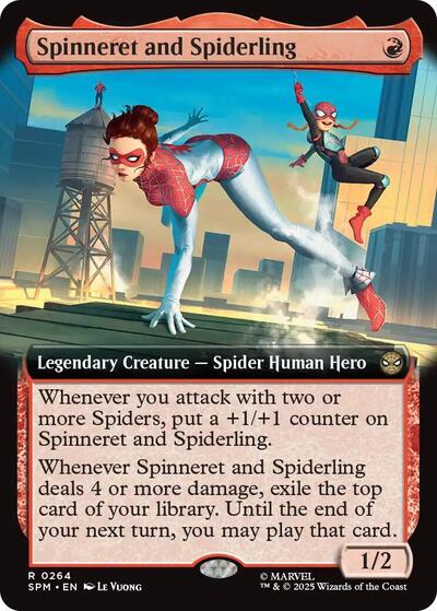 Spinneret and Spiderling (Extended Art) SPM #264 (Near Mint Rare) Magic: The Gathering: Marvel's Spider-Man
