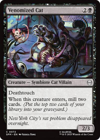 Venomized Cat Foil SPM #72 (Near Mint Common) Magic: The Gathering: Marvel's Spider-Man
