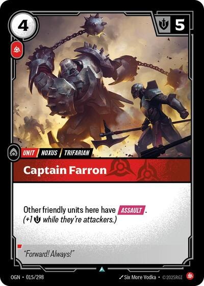 Captain Farron Foil OGN #015/298 (Near Mint Uncommon) Riftbound: League of Legends Trading Card Game: Origins