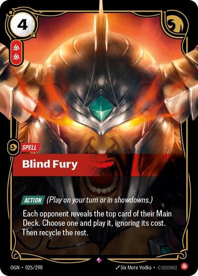 Blind Fury Foil OGN #025/298 (Near Mint Rare) Riftbound: League of Legends Trading Card Game: Origins