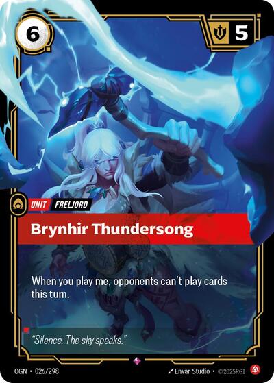 Brynhir Thundersong Foil OGN #026/298 (Near Mint Rare) Riftbound: League of Legends Trading Card Game: Origins