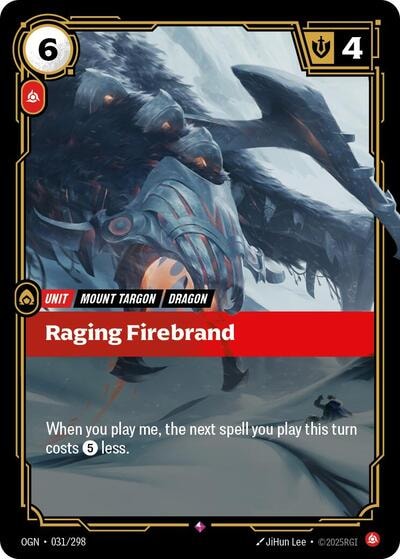 Raging Firebrand Foil OGN #031/298 (Near Mint Rare) Riftbound: League of Legends Trading Card Game: Origins