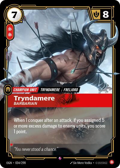 Tryndamere Barbarian Foil OGN #034/298 (Near Mint Rare) Riftbound: League of Legends Trading Card Game: Origins