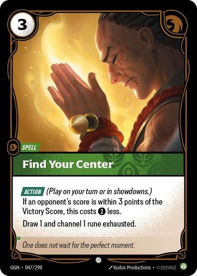 Find Your Center Foil OGN #047/298 (Near Mint Common) Riftbound: League of Legends Trading Card Game: Origins