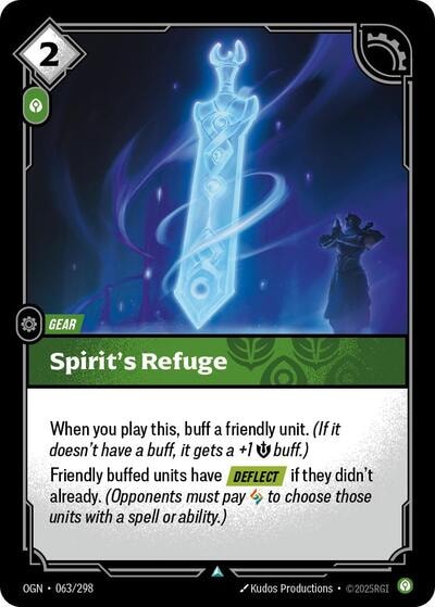 Spirit's Refuge Foil OGN #063/298 (Near Mint Uncommon) Riftbound: League of Legends Trading Card Game: Origins