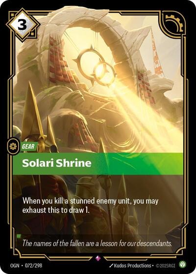 Solari Shrine Foil OGN #072/298 (Near Mint Rare) Riftbound: League of Legends Trading Card Game: Origins