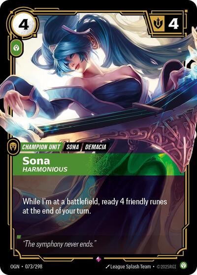 Sona - Harmonious Foil OGN #073/298 (Near Mint Rare) Riftbound: League of Legends Trading Card Game: Origins