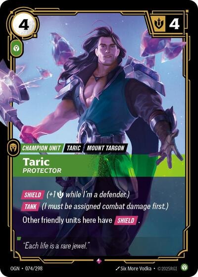 Taric - Protector Foil OGN #074/298 (Near Mint Rare) Riftbound: League of Legends Trading Card Game: Origins