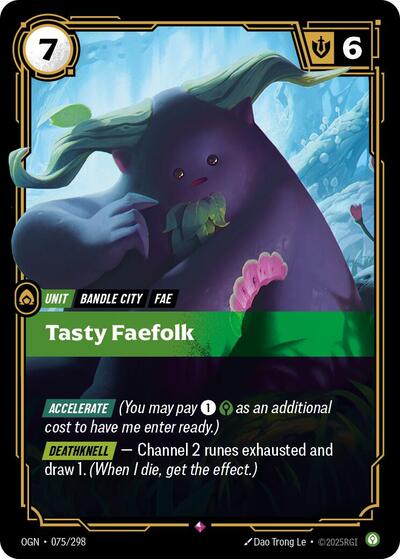 Tasty Faefolk Foil OGN #075/298 (Near Mint Rare) Riftbound: League of Legends Trading Card Game: Origins