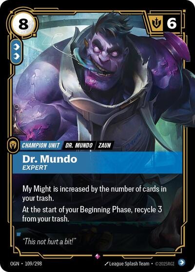 Dr. Mundo - Expert Foil OGN #109/298 (Near Mint Rare) Riftbound: League of Legends Trading Card Game: Origins