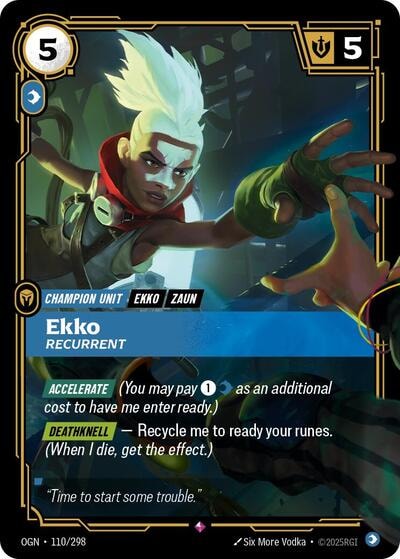 Ekko - Recurrent Foil OGN #110/298 (Near Mint Rare) Riftbound: League of Legends Trading Card Game: Origins