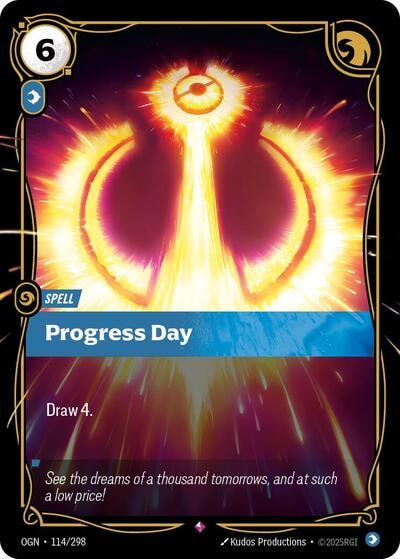 Progress Day Foil OGN #114/298 (Near Mint Rare) Riftbound: League of Legends Trading Card Game: Origins