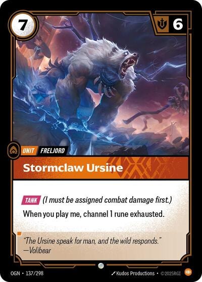 Stormclaw Ursine Foil OGN #137/298 (Near Mint Common) Riftbound: League of Legends Trading Card Game: Origins
