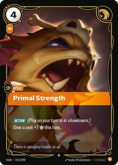 Primal Strength Foil OGN #154/298 (Near Mint Rare) Riftbound: League of Legends Trading Card Game: Origins