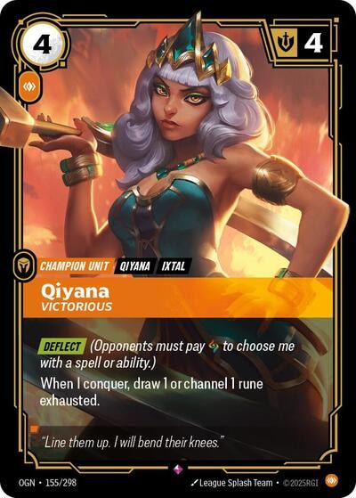 Qiyana - Victorious Foil OGN #155/298 (Near Mint Rare) Riftbound: League of Legends Trading Card Game: Origins