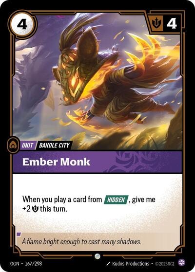 Ember Monk Foil OGN #167/298 (Near Mint Common) Riftbound: League of Legends Trading Card Game: Origins