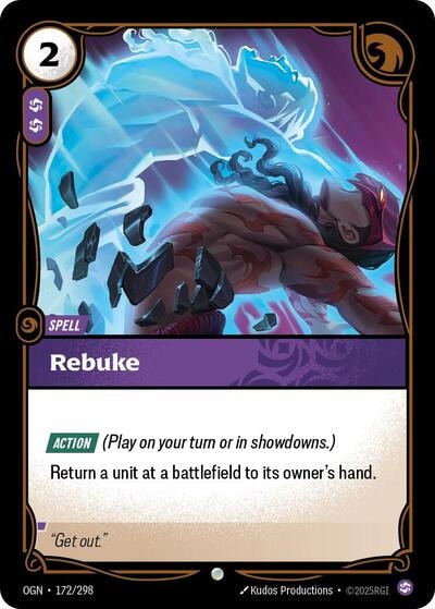 Rebuke Foil OGN #172/298 (Near Mint Common) Riftbound: League of Legends Trading Card Game: Origins