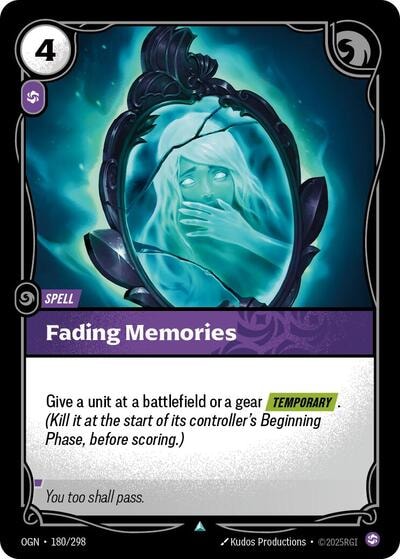 Fading Memories Foil OGN #180/298 (Near Mint Uncommon) Riftbound: League of Legends Trading Card Game: Origins