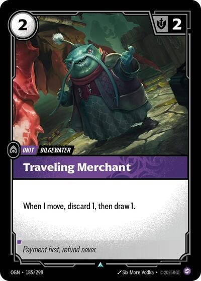 Traveling Merchant Foil OGN #185/298 (Near Mint Uncommon) Riftbound: League of Legends Trading Card Game: Origins