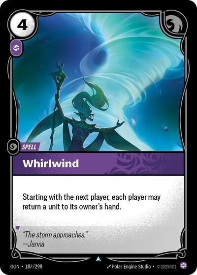 Whirlwind Foil OGN #187/298 (Near Mint Uncommon) Riftbound: League of Legends Trading Card Game: Origins