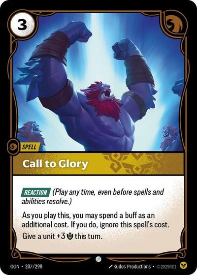 Call to Glory Foil OGN #207/298 (Near Mint Common) Riftbound: League of Legends Trading Card Game: Origins