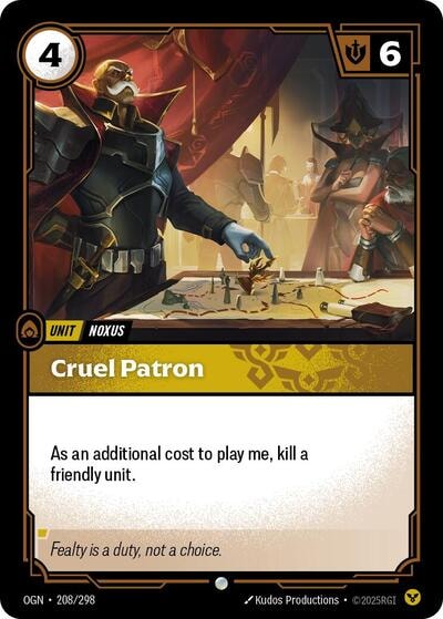 Cruel Patron Foil OGN #208/298 (Near Mint Common) Riftbound: League of Legends Trading Card Game: Origins