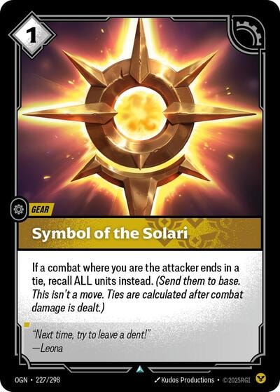 Symbol of the Solari Foil OGN #227/298 (Near Mint Uncommon) Riftbound: League of Legends Trading Card Game: Origins