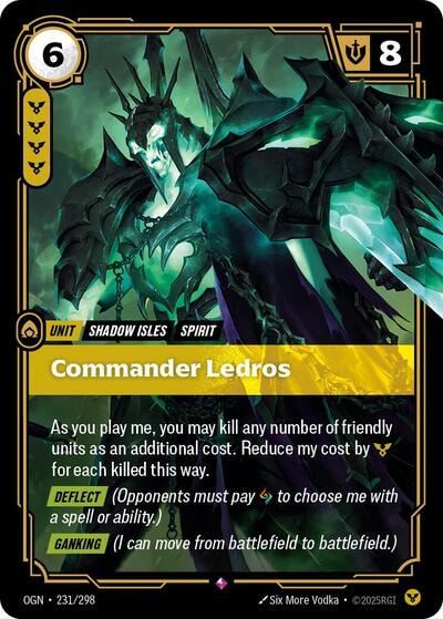 Commander Ledros Foil OGN #231/298 (Near Mint Rare) Riftbound: League of Legends Trading Card Game: Origins
