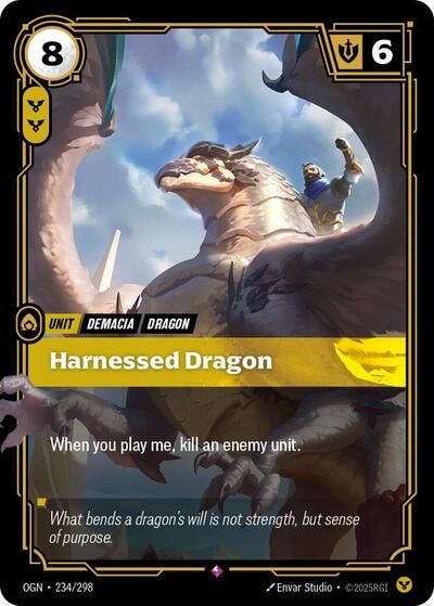 Harnessed Dragon Foil OGN #234/298 (Near Mint Rare) Riftbound: League of Legends Trading Card Game: Origins