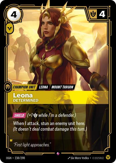 Leona Determined Foil OGN #238/298 (Near Mint Rare) Riftbound: League of Legends Trading Card Game: Origins